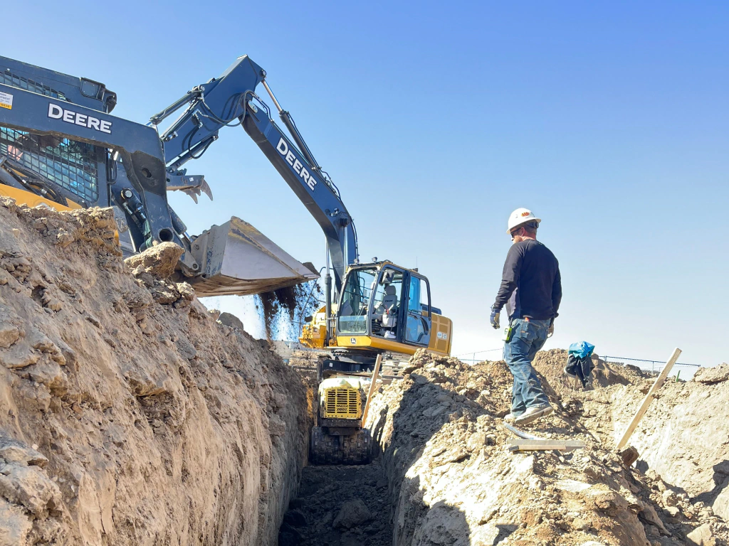 excavating for pipe installation